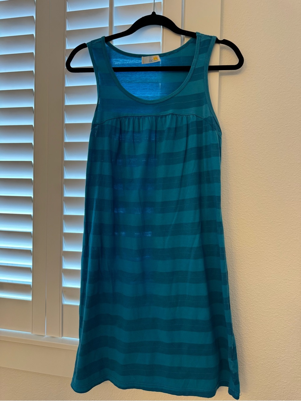 C&C California Teal and Black Striped Top